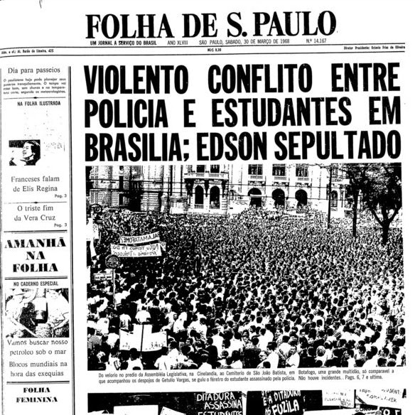 Edson Luís foi o estudante secundarista (ensino médio) de 18 anos, morto no restaurante Calabouço no Rio de Janeiro pela PM durante um os inúmeros confrontos com o governo da ditadura militar. Ele foi o primeiro estudante assassinado pelas mãos da ditadura. 