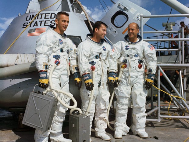 Da esquerda para a direita, os astronautas da Apollo 10 Eugene Cernan, John Young e Thomas Stafford (Foto: Divulgação/Nasa)