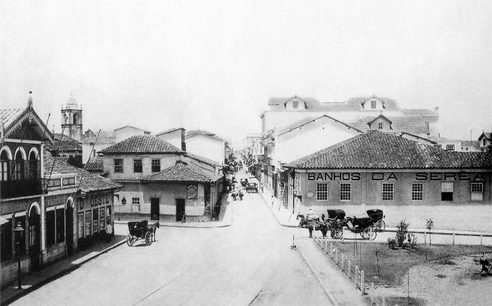 Largo São Bento em 1887. No centro a Rua São Bento