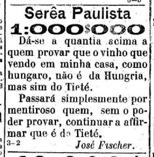 Anúncio publicado no jornal A Província de S. Paulo de 21-12-1887